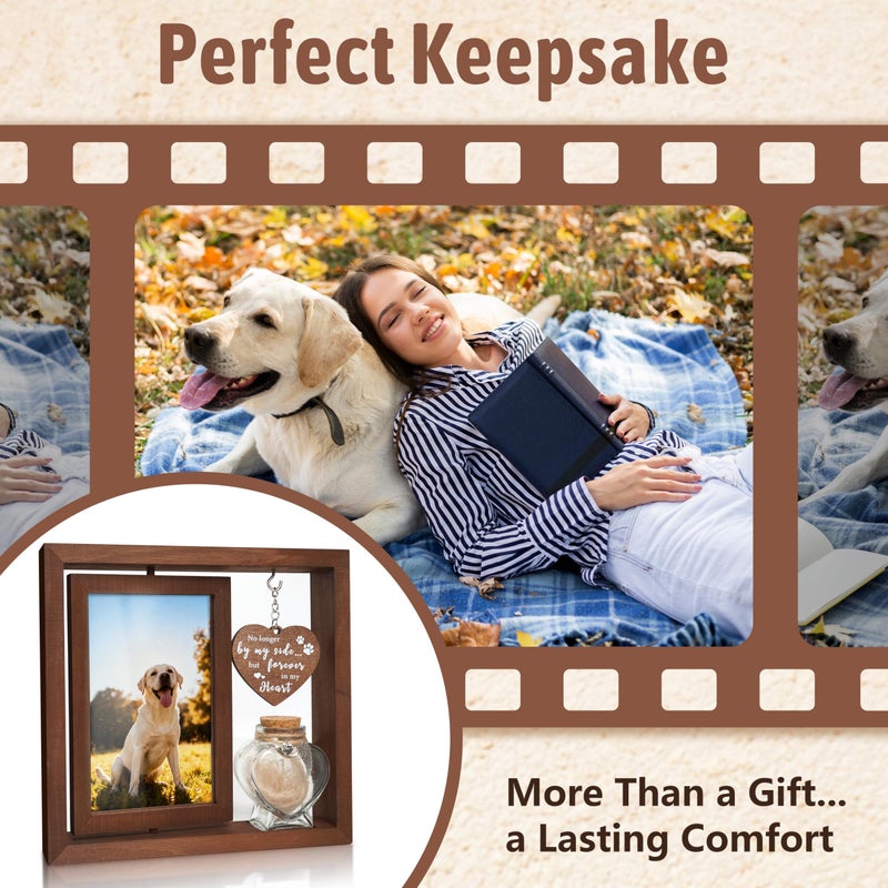 HAMUIERS Dog Memorial Gifts for Loss of Pet - Rotating Wooden Frame for 4x6 Photo & Fur Hair Jar - Sympathy Gift for Pet Bereavement, Remembrance Keepsake - Rainbow Bridge Gift for Dog Lovers & Cat Lovers - Image 5