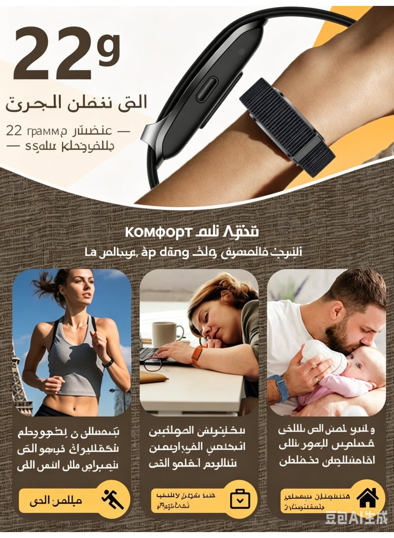 سوار معصم ذكي لتتبع اللياقة البدنية مع مراقب معدل ضربات القلب والأكسجين، مقاوم للماء 1ATM - Image 2