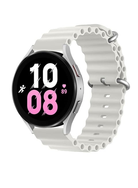 Ocean Silicone Band 22mm Compatible with Huawei Watch /GT2 / GT2 PRO / GT Runner / GT3 / GT3 Pro / GT4 / GT4 Pro / GT1 Size 46mm, by TenTech – White