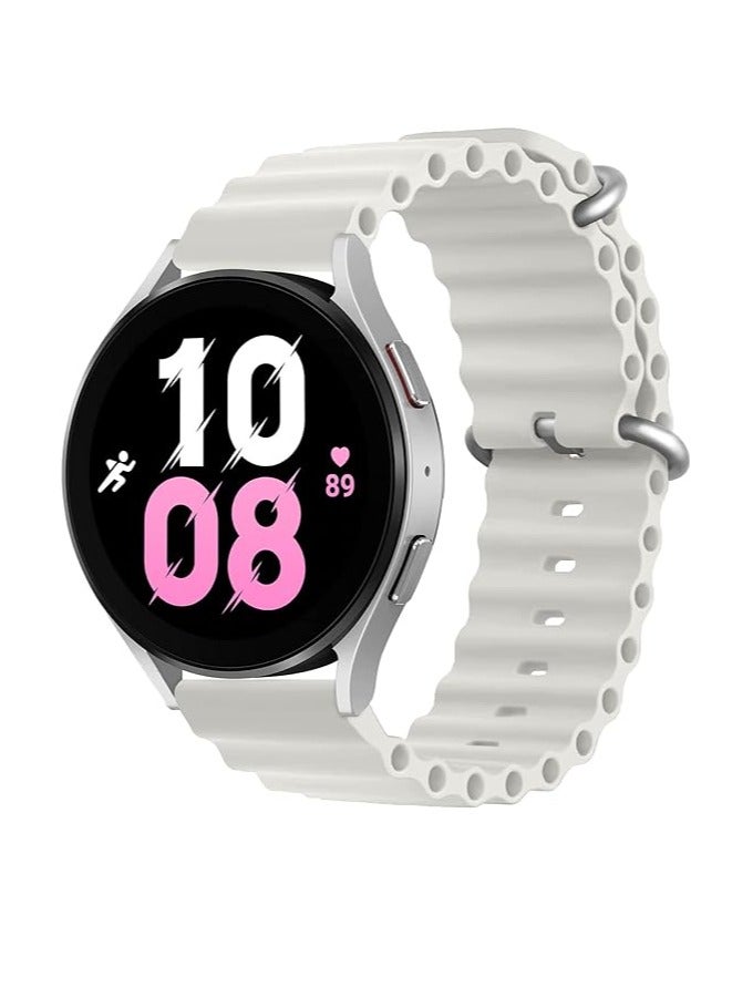 Ocean Silicone Band 22mm Compatible with Huawei Watch /GT2 / GT2 PRO / GT Runner / GT3 / GT3 Pro / GT4 / GT4 Pro / GT1 Size 46mm, by TenTech – White