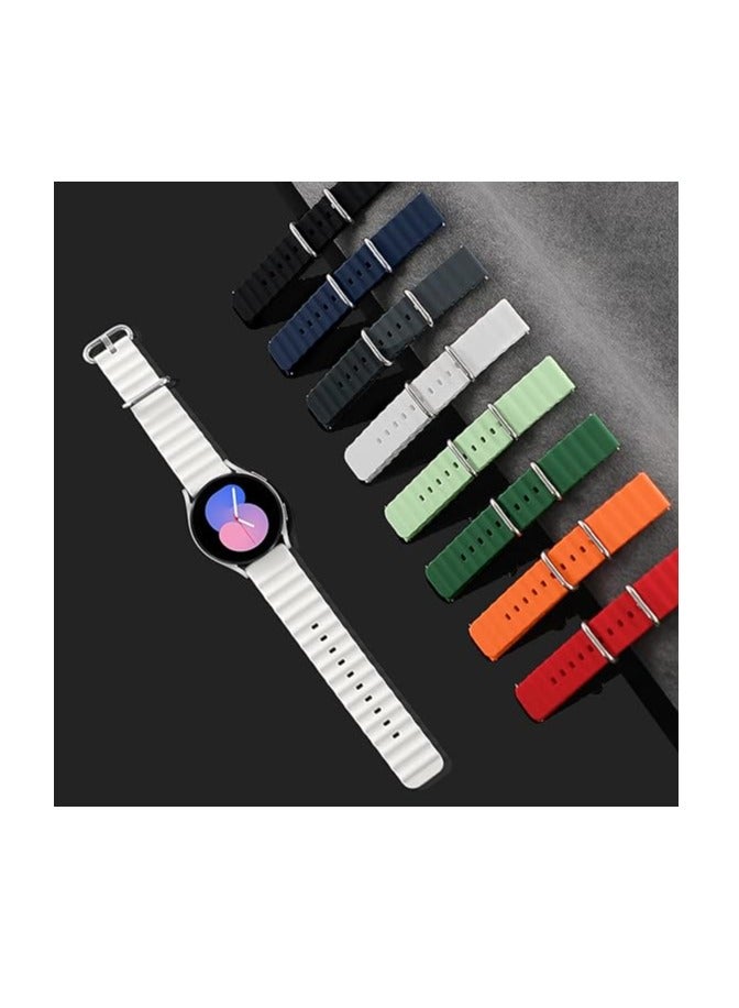 Ocean Silicone Band 22mm Compatible with Huawei Watch /GT2 / GT2 PRO / GT Runner / GT3 / GT3 Pro / GT4 / GT4 Pro / GT1 Size 46mm, by TenTech – White