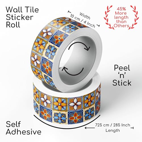 Brandian Strip Tile Sticker Self-Adhesive Waterproof Mosaic for Kitchen Backsplash and Wall Decoration, Vintage-Inspired (15 Strips, 48 x 10 cm Each - Final Size 720 x 10 cm) - Image 2
