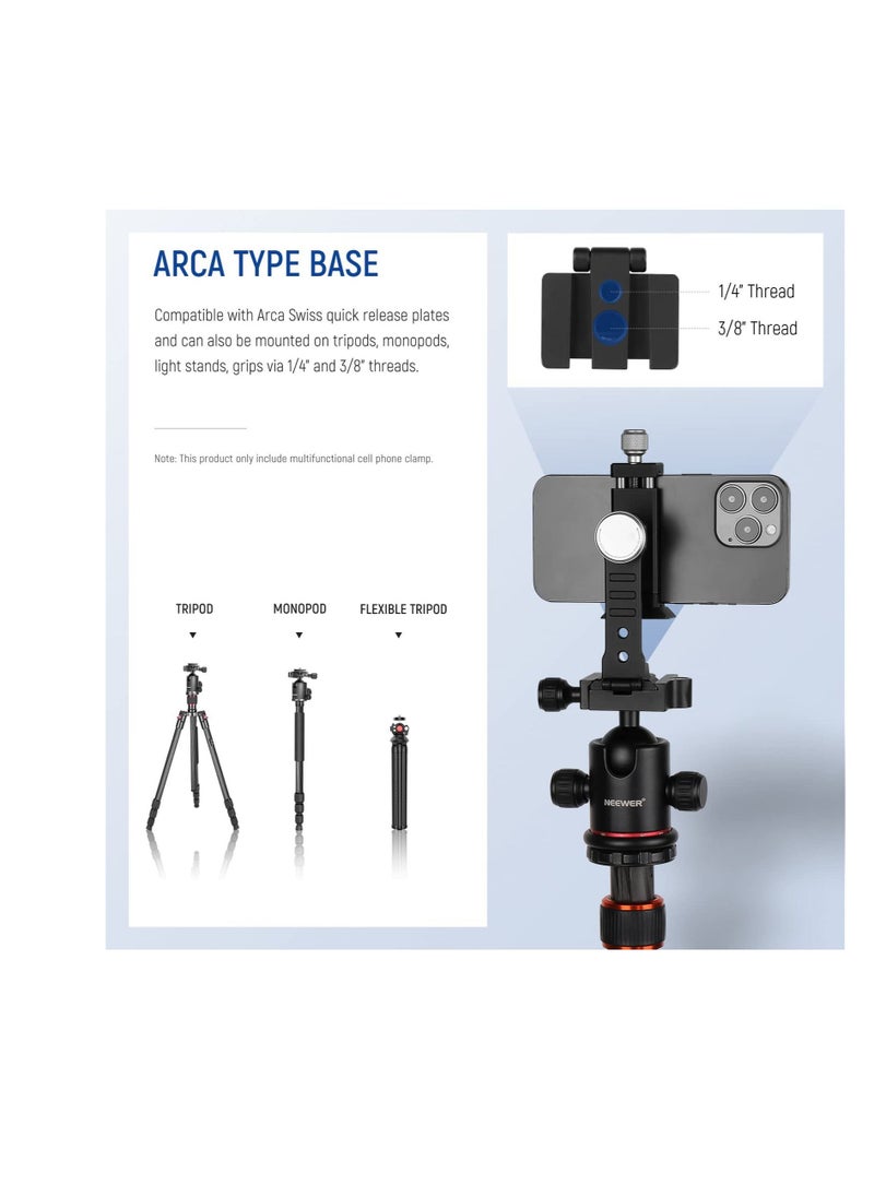 Excefore Cell Phone Tripod Mount, Cold Shoe Mount and Arca Type Base, 360° Rotatable Phone Holder, Video Vlogging Rig, Fits Any Size Smartphone Including iPhone 14 Pro Max Galaxy S22 Ultra Pixel  - Image 3