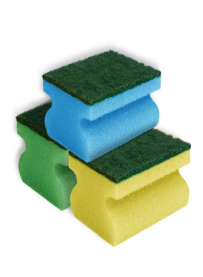 YORK Non-Abrasive Cleaning Scouring Heavy-Duty Sponge for Kitchen Scratch Proof Kitchen Utensil Scrubber Pads for Pans, Dishes, Bathroom & Non-Stick Cookware Sponge Scrubbers (Size 9*7*4.3 CM) 6 Pcs - Image 1