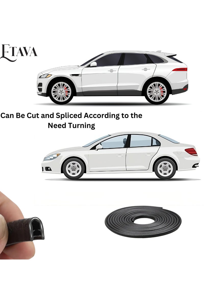 ETAVA Car Door Edge Guards (5 Meter) | U Shape Car Door Edge Trim Rubber Seal Protector | Universal Fit – No Glue Required – Black Color - Image 4