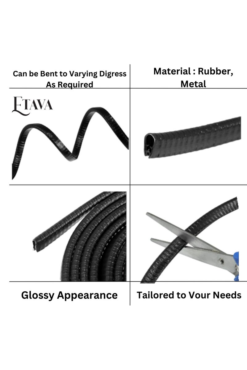 ETAVA Car Door Edge Guards (5 Meter) | U Shape Car Door Edge Trim Rubber Seal Protector | Universal Fit – No Glue Required – Black Color - Image 5