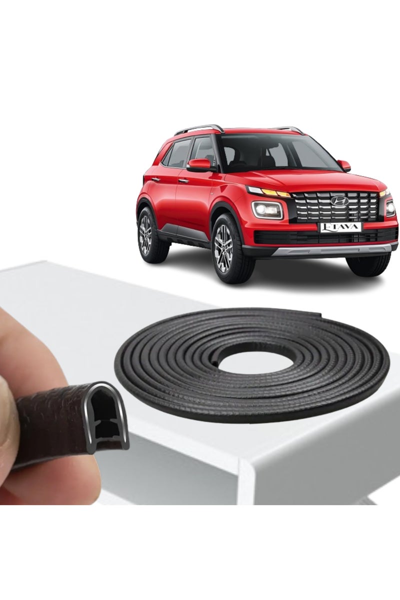 ETAVA Car Door Edge Guards (5 Meter) | U Shape Car Door Edge Trim Rubber Seal Protector | Universal Fit – No Glue Required – Black Color - Image 1