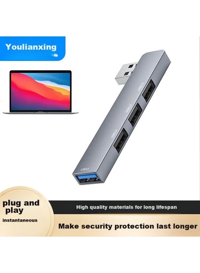 Union Star Youlianxing Usb Hub Splitter 4-port Right-side Adhesive Model, Usb 2.0 Expansion Dock Hub Splitter One-to, Suitable For Apple Huawei Laptops, Usb Drives, And Mouse - Image 1