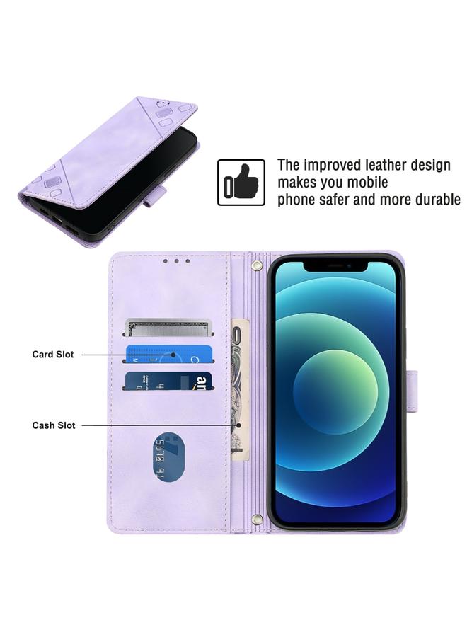 Zaboon Case For iPhone 12 / 12 Pro Skin-feel Embossed Leather Phone Case - Image 4