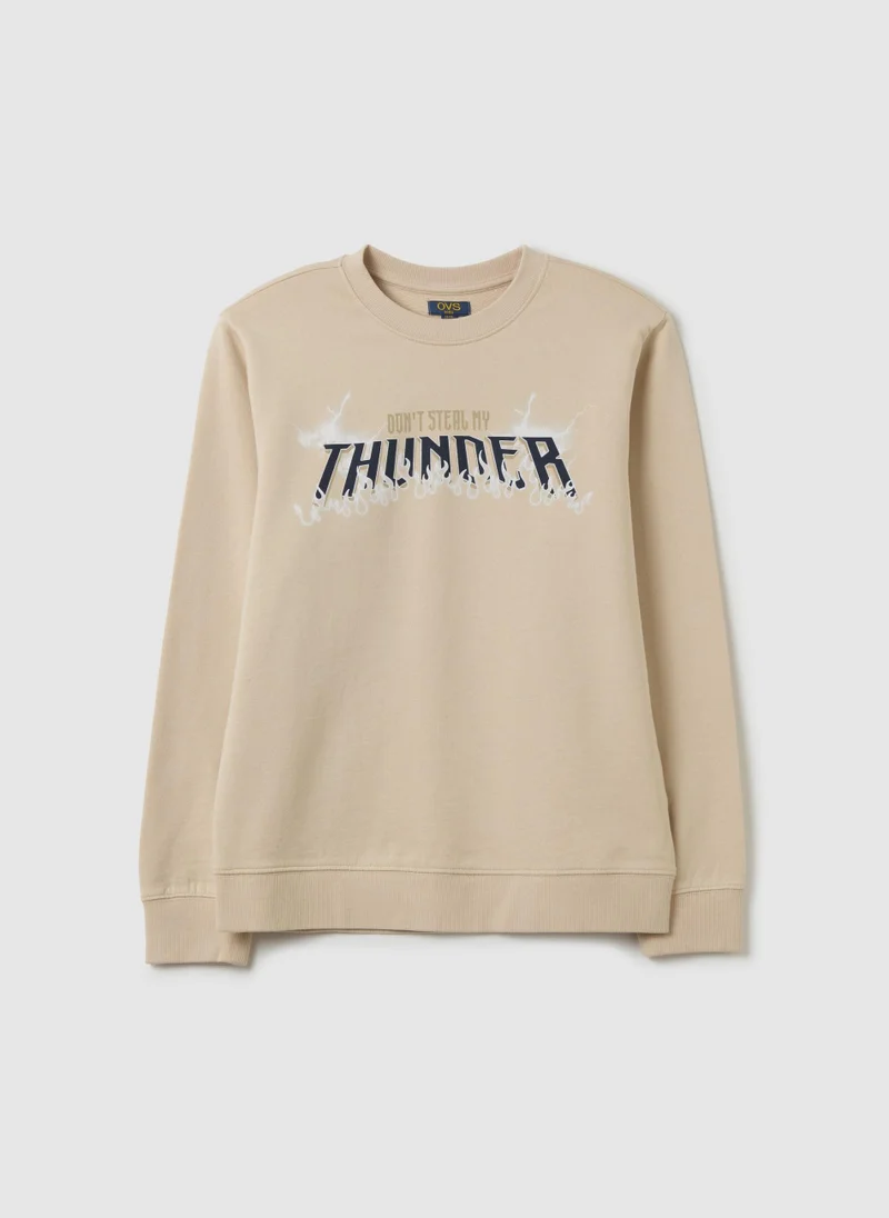 او في اس Round Neck Sweatshirt With Print