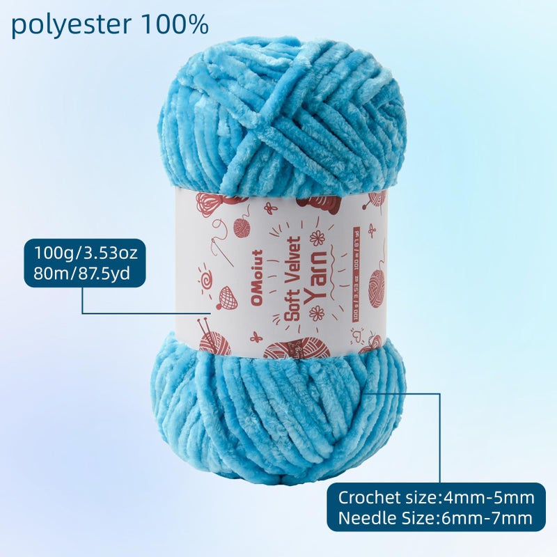 OMoiut 12 Pack Chenille Chunky Yarn - Baby Soft for Crocheting - White, Red, Pink, Yellow, Blue, Rainbow Velvet - Crochet Blanket and Amigurumi Pack With Accessories - Image 2
