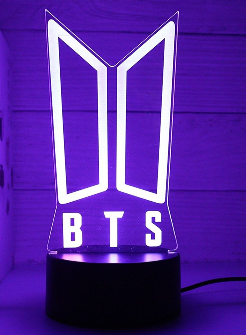 ضوء ليلي ثلاثي الأبعاد LED مغني BTS مجموعة الشباب الكورية 16 لون تحكم عن بعد ضوء إبداعي