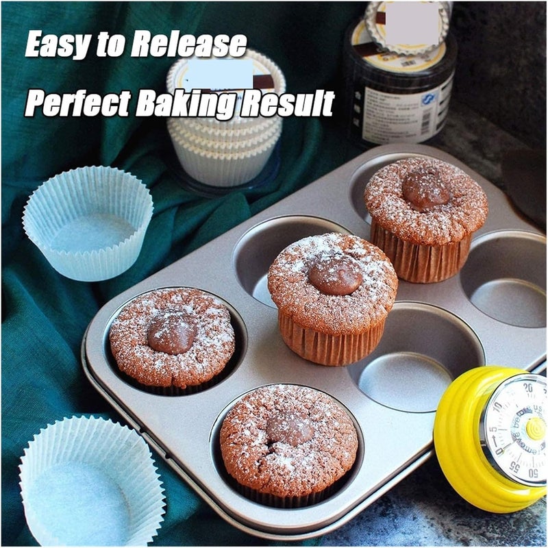 6 Cups Cupcake Pan Muffin Tray Non-Stick Carbon Steel Baking Egg Tart Dish Round Biscuit Cake Mould(Gold 6 Holes) - Image 5
