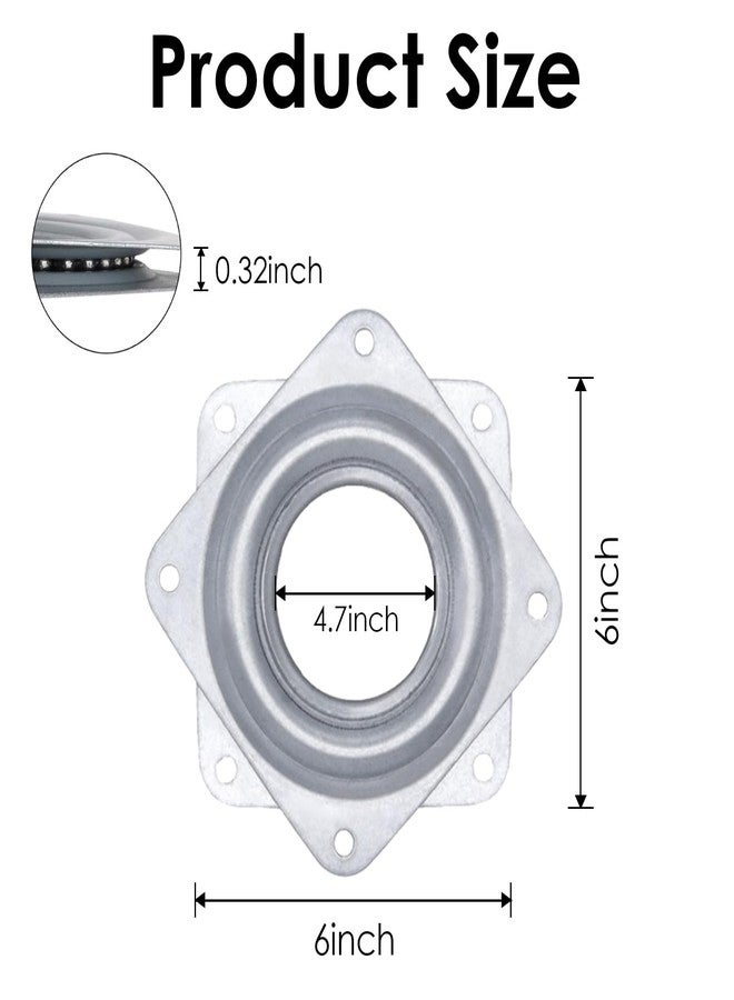 Odowalker Square 6 Inches Lazy Susans Turntable Bearings 500LB Capacity Rotating Bearing Plate 5/16" Thick Lazy Susan Hardware Swivel Plate for 360˚ Chair and Door, Corner Cabinet, Kitchen - Image 2