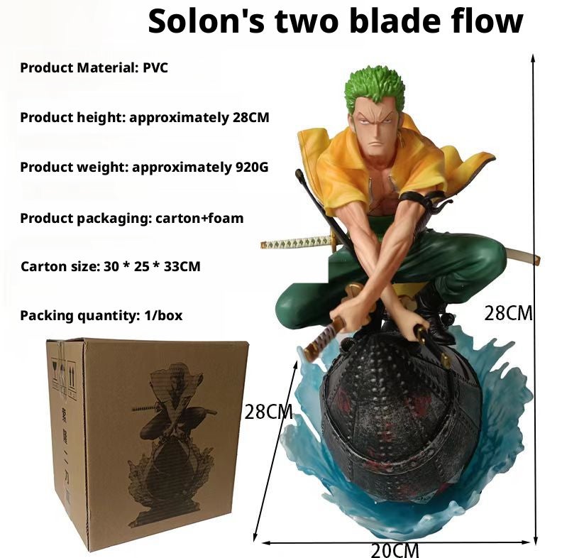 One Piece Zoro Roronoa Dual Sword Style Action Figure Statue Desk Decoration - Image 2