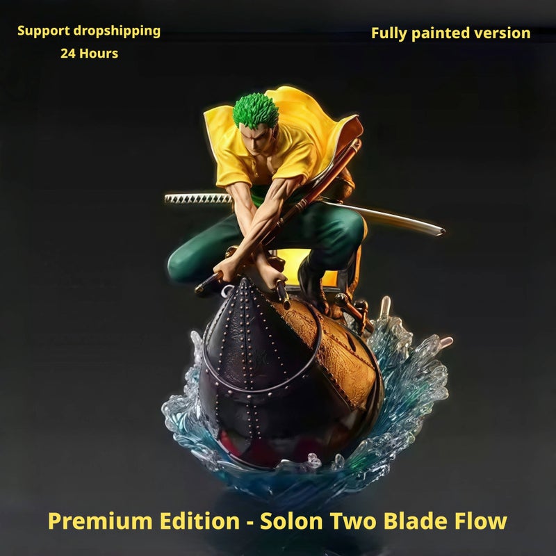 One Piece Zoro Roronoa Dual Sword Style Action Figure Statue Desk Decoration - Image 1