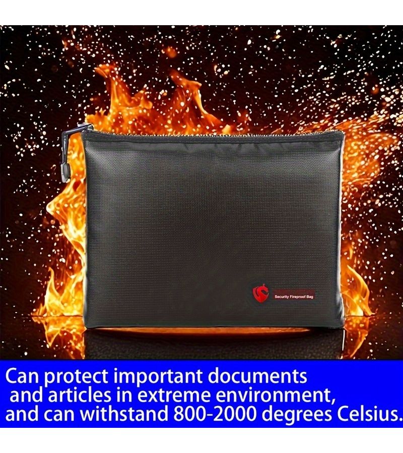 Medium Fireproof File Bag For Valuables High Temperature Resistant Glass Fiber Document Storage - Image 1