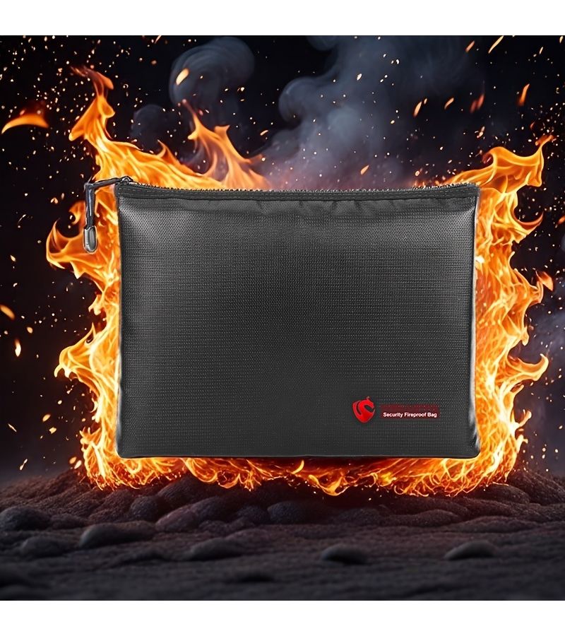 Medium Fireproof File Bag For Valuables High Temperature Resistant Glass Fiber Document Storage - Image 4