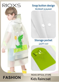 RIOXS Kids Boys Girls Toddler Raincoat With School Bag Cover Long Cartoon Rainwear Rain Ponchos With Hoods Rain Jacket Cape Reusable For Outdoor Climbing Cycling Hiking Camping  - Image 5