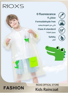 RIOXS Kids Boys Girls Toddler Raincoat With School Bag Cover Long Cartoon Rainwear Rain Ponchos With Hoods Rain Jacket Cape Reusable For Outdoor Climbing Cycling Hiking Camping  - Image 3