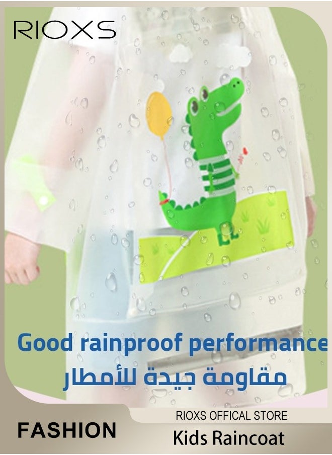 RIOXS Kids Boys Girls Toddler Raincoat With School Bag Cover Long Cartoon Rainwear Rain Ponchos With Hoods Rain Jacket Cape Reusable For Outdoor Climbing Cycling Hiking Camping  - Image 4