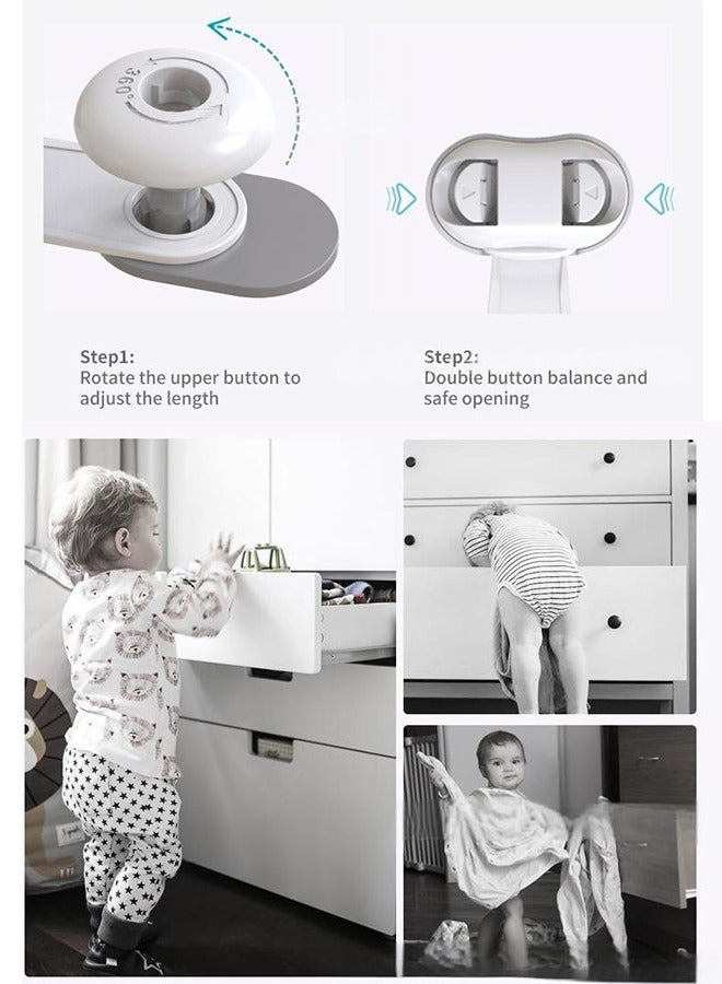 أقفال أمان للأطفال - أقفال أدراج وخزائن مانعة للانضغاط، آمنة للأطفال (للثلاجة، والأبواب، والأثاث) عبوة من 3 قطع - Image 4