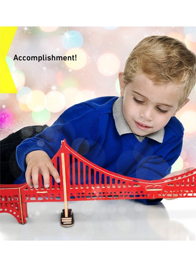 Puzzled 3D Puzzle Colorful Golden Gate Bridge Wood Craft Construction Kit Fun Unique & Educational Diy Wooden Toy Assemble Model Precolored Crafting Hobby Puzzle To Build & Decoration 37 Pieces Pack - Image 5