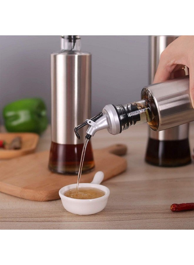Baskety Glass Combo of Oil & Vinegar Cruet Seasoning for Dining Table Home Kitchen Cooking Oil or Vinegar Dispenser 500ml Steel Pack 1 - Image 5