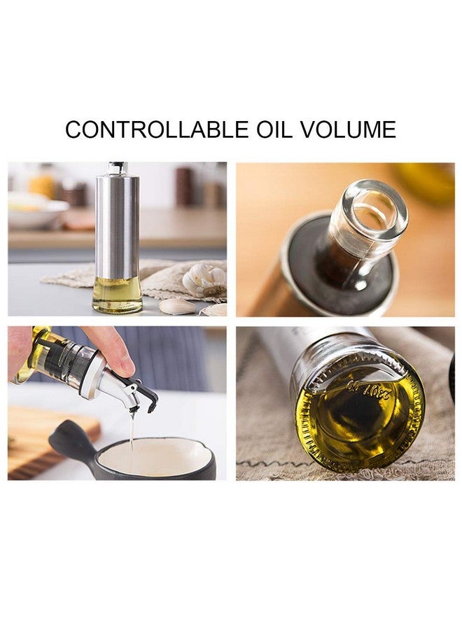 Baskety Glass Combo of Oil & Vinegar Cruet Seasoning for Dining Table Home Kitchen Cooking Oil or Vinegar Dispenser 500ml Steel Pack 1 - Image 3