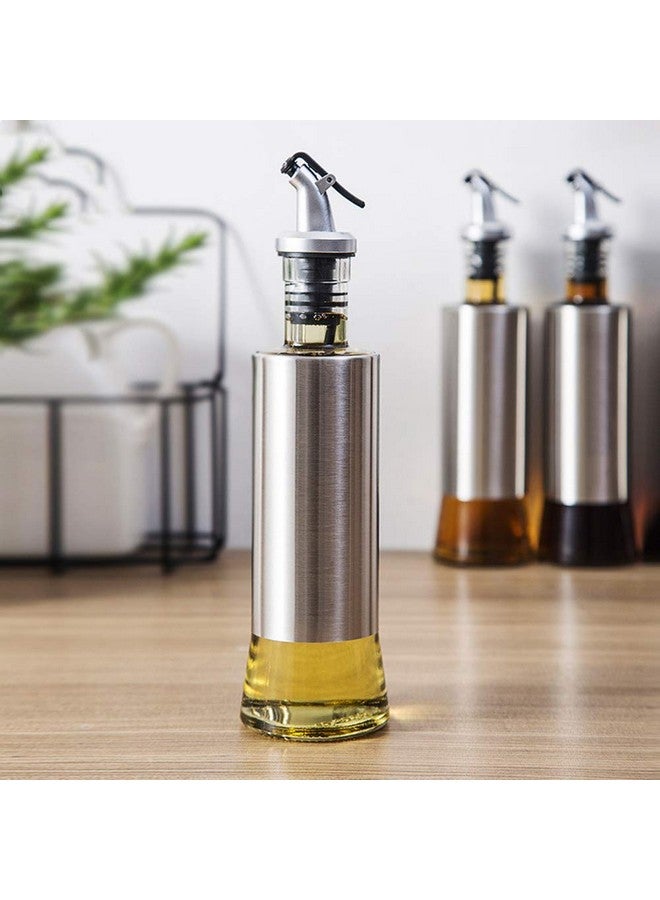 Baskety Glass Combo of Oil & Vinegar Cruet Seasoning for Dining Table Home Kitchen Cooking Oil or Vinegar Dispenser 500ml Steel Pack 1 - Image 4