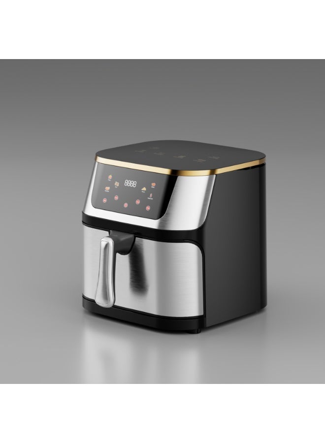 اتش تي اتش مقلاة هوائية وفرن هواء ساخن بسعة 12 لترًا - 2400 واط مع شاشة لمس رقمية، تحكم بلمسة واحدة، تقنية الهواء السريع وسلة غير لاصقة - مصنوعة من الفولاذ المقاوم للصدأ (304) للاستخدام العائلي، الخبز، والشواء - قابس كهربائي (110-220 فولت) - مثالية - Image 2