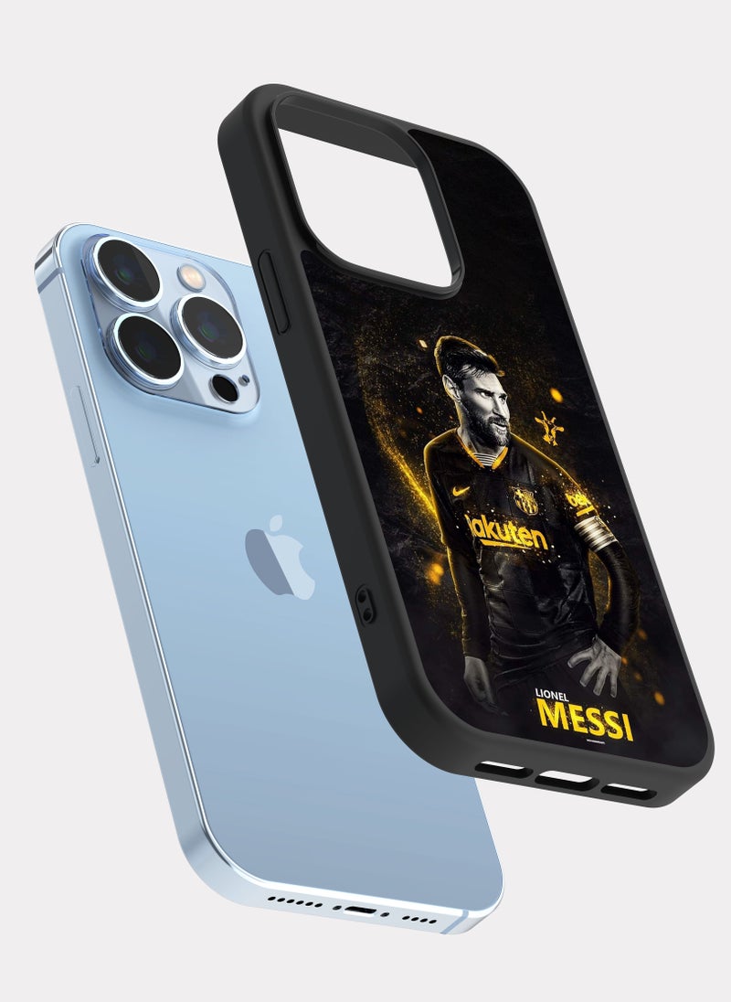 بكسلات كفر ايفون 13 برو ليونيل ميسي اسود ذهبي - Image 2