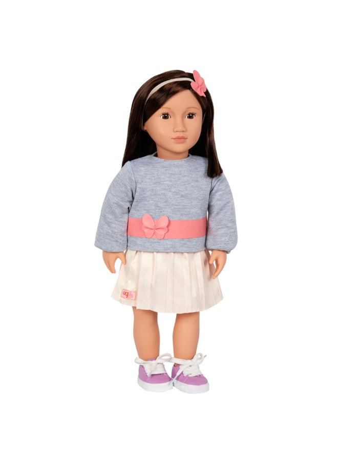 Our Generation Mei Fashionable and Fun Doll in Pleated Skirt Multicolor 18 Inch BOGBD31400Z - Image 2