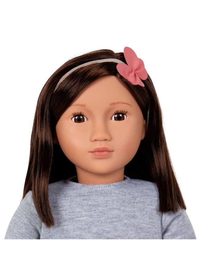 Our Generation Mei Fashionable and Fun Doll in Pleated Skirt Multicolor 18 Inch BOGBD31400Z - Image 4