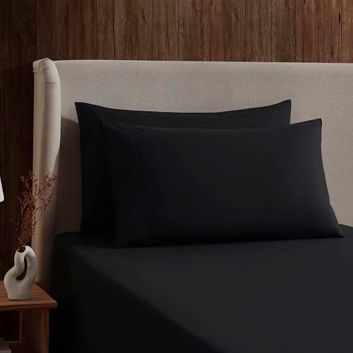Nestl King Sheet Set - Luxury 1800 Ultra-Soft Microfiber King Bed Sheets - Double Brushed - Deep Pockets - Easy Fit - 4 Piece Set - Bedding Sheets & Pillowcases (King, Black) - Image 3