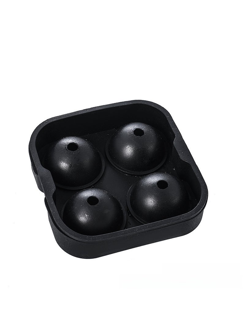 Generic Silicone Ice Cube Tray Large Mold with Lid for Whiskey Black 4 Ball 