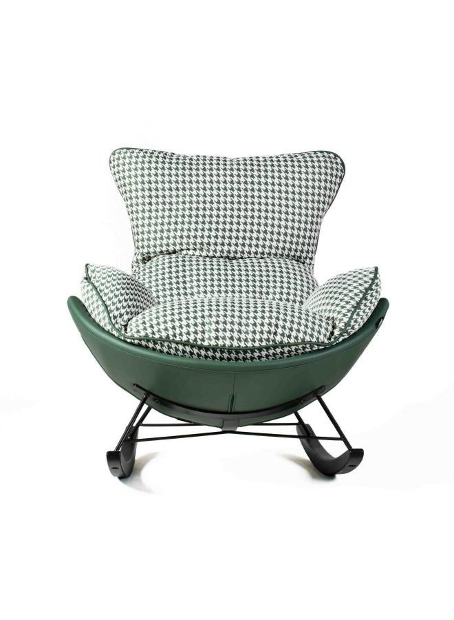LOFT REMO, ARM CHAIR NORMAL,101X87X91.5,FABRIC,MULTICOLOR,PU BACK GREEN,ROCKING CHAIR WITH BLACK BEECH WOOD FEET TX4051+VB10536-304B  - Image 1