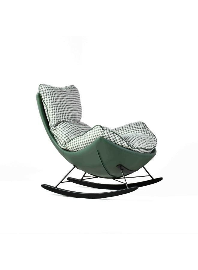 LOFT REMO, ARM CHAIR NORMAL,101X87X91.5,FABRIC,MULTICOLOR,PU BACK GREEN,ROCKING CHAIR WITH BLACK BEECH WOOD FEET TX4051+VB10536-304B  - Image 4