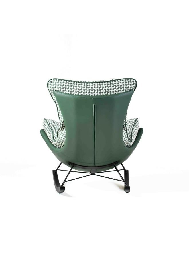 LOFT REMO, ARM CHAIR NORMAL,101X87X91.5,FABRIC,MULTICOLOR,PU BACK GREEN,ROCKING CHAIR WITH BLACK BEECH WOOD FEET TX4051+VB10536-304B  - Image 3