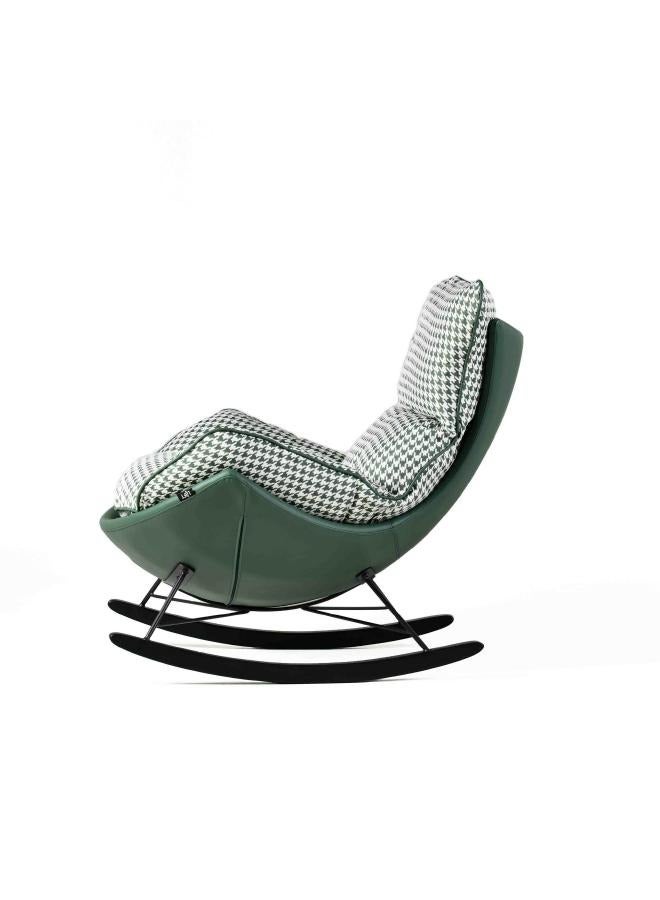 LOFT REMO, ARM CHAIR NORMAL,101X87X91.5,FABRIC,MULTICOLOR,PU BACK GREEN,ROCKING CHAIR WITH BLACK BEECH WOOD FEET TX4051+VB10536-304B  - Image 2