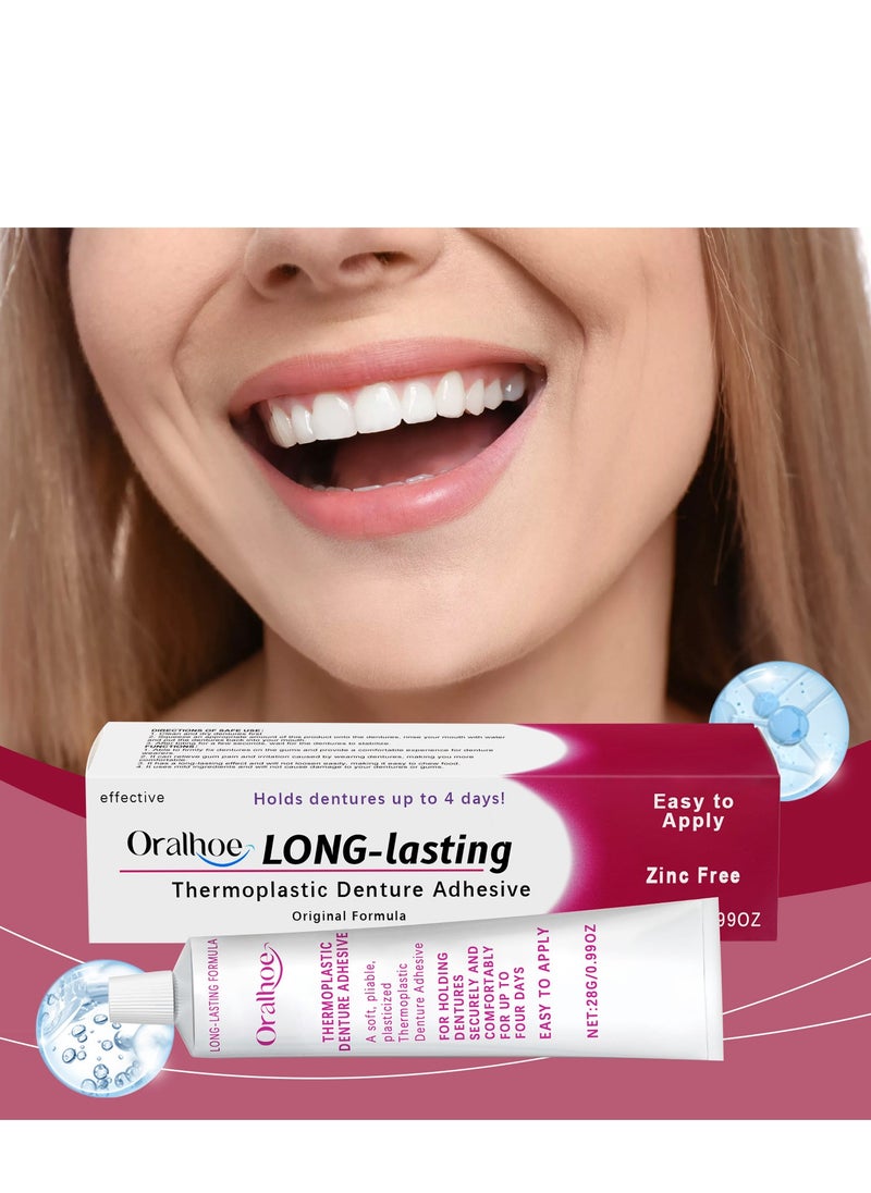 ORALHOE - Thermoplastic Denture Adhesives, Fixed Denture Adhesives, Refitting and Tightening Loose Upper and Lower Dentures and Partial Dentures, Dental Adhesives for Dentures 28g - Image 1