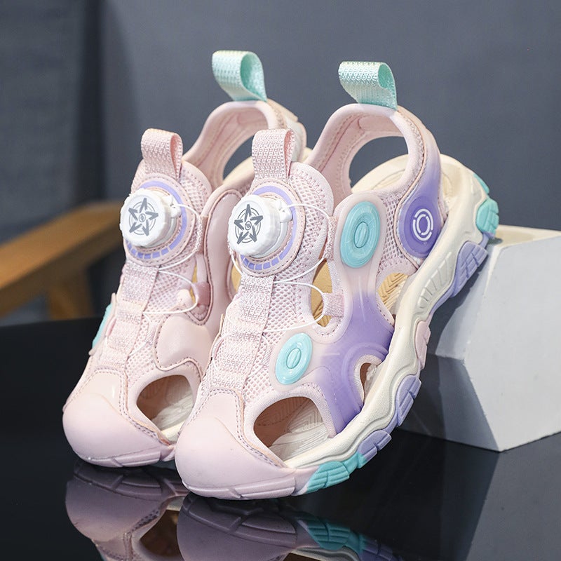Children'S Breathable Rotating Button Non-Slip Toe Sports Sandals 2023 New Genuine Non-Slip Wear-Resistant Beach Shoes - Image 2