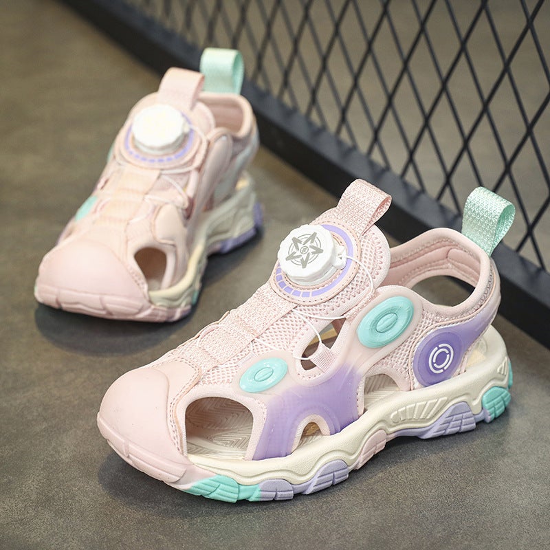 Children'S Breathable Rotating Button Non-Slip Toe Sports Sandals 2023 New Genuine Non-Slip Wear-Resistant Beach Shoes - Image 5