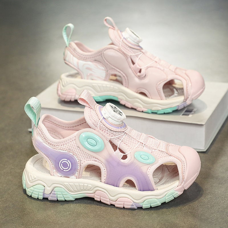 Children'S Breathable Rotating Button Non-Slip Toe Sports Sandals 2023 New Genuine Non-Slip Wear-Resistant Beach Shoes - Image 4