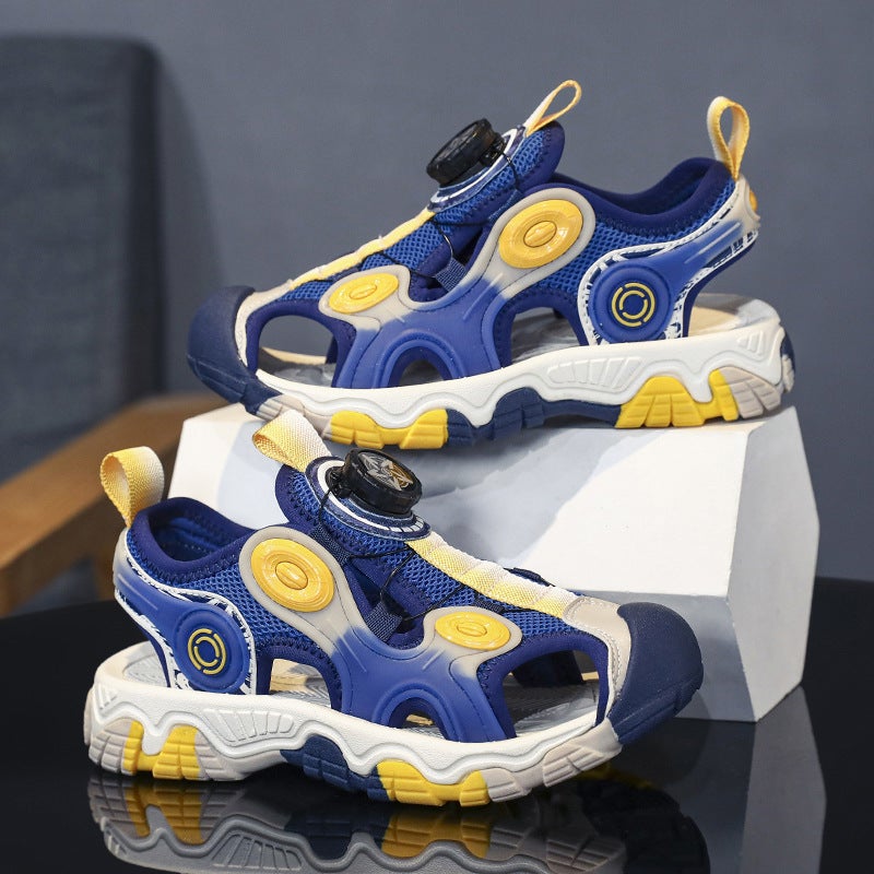 Children'S Breathable Rotating Button Non-Slip Toe Sports Sandals 2023 New Genuine Non-Slip Wear-Resistant Beach Shoes - Image 1