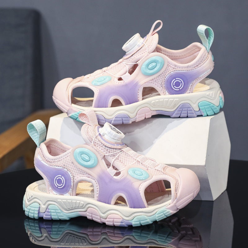 Children'S Breathable Rotating Button Non-Slip Toe Sports Sandals 2023 New Genuine Non-Slip Wear-Resistant Beach Shoes - Image 3