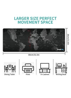 موك تيك ماوس باد للالعاب كبير الحجم مقاس [ 300 × 800 ملم ] مضاد للانزلاق - مضاد للماء بتصميم خريطة العالم.  - Image 5