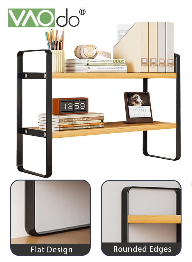VAOdo Wooden Desktop Rack, Double-layer Desk Storage Organizer,  Sturdy and Simple Dresser,Desk Decoration and Organizer for Office and Home - Image 1