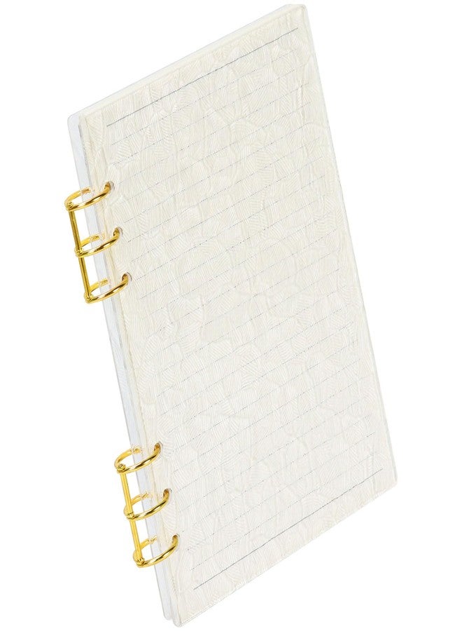 MultiBey A5 Clear Acrylic Binder with Gold Rings, Refillable 6-Ring Notebook Cover Includes 45 Lined Papers, Planner for Journal, Notes & Budget (Shell-Grain) - Image 1