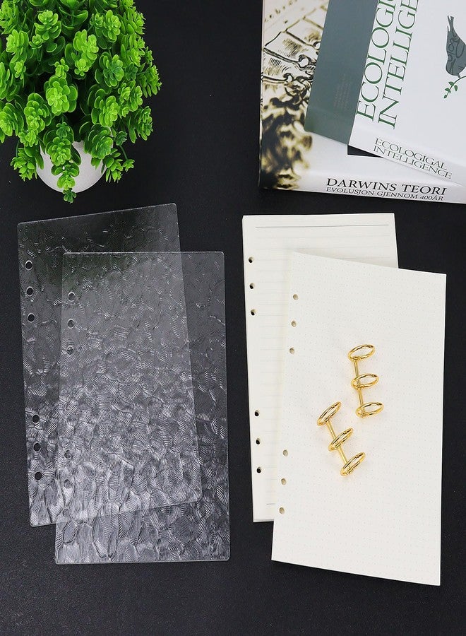 MultiBey A5 Clear Acrylic Binder with Gold Rings, Refillable 6-Ring Notebook Cover Includes 45 Lined Papers, Planner for Journal, Notes & Budget (Shell-Grain) - Image 2